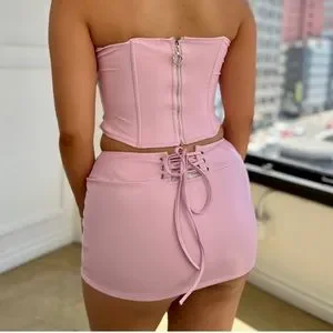 Skirts Faux Leather Two Piece Matching Skirt Set Poshmark